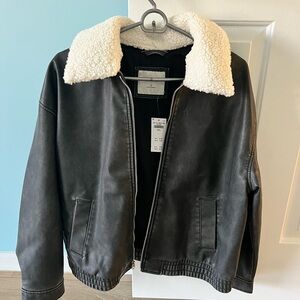 Hollister Black Jacket with White Collar